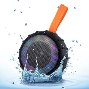 mini bluetooth waterproof speaker for shower – true wireless speaker with led light, built-in microphone, 5h playtime – portable speaker for bathroom, pool, beach, camping, boating