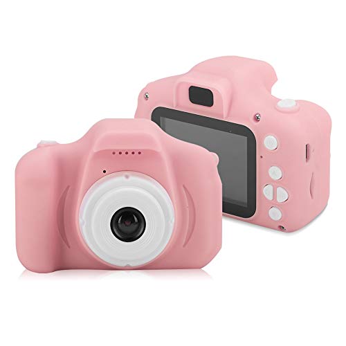 Mini Digital Camera, Children Eye-Friendly and Cear HD Cartoon Camera DIY Photos Video Recording, with 2.0in IPS Screen, Photo Frames, for Kids(Pink)