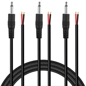 siocen (3 pack 6 ft) replacement 3.5mm male plug to bare wire open end ts 2 pole mono 1/8″ 3.5mm plug jack connector audio cable repair