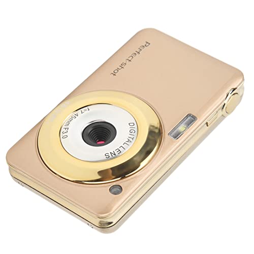 Jopwkuin Portable Digital Camera, Continuous Shooting 8X Optical Zoom 48MP Digital Camera ABS for Senior Citizen(Gold)