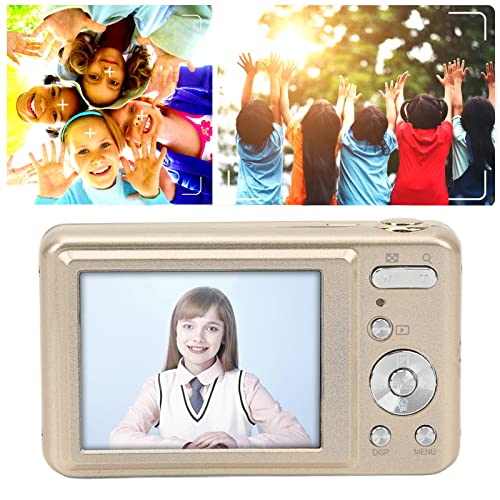 Jopwkuin Portable Digital Camera, Continuous Shooting 8X Optical Zoom 48MP Digital Camera ABS for Senior Citizen(Gold)