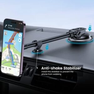 APPS2Car Fit for MagSafe Car Mount for iPhone Holder [17 N52 Magnets] Phone Holder for Car, Suction Cup 8in Long Arm Magnetic Phone Mount for Dashboard Windshield for iPhone 12/13/14 Magsafe Case
