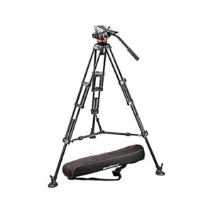 manfrotto mvh502a,546bk-1 professional fluid video system with aluminum legs and mid spreader (black)