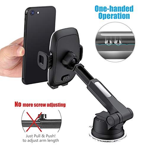 WixGear Phone Holder for Car, Universal Dashboard Windshield Phone Car Suction Cup Mount Holder for Cell Phone 360 Degree Rotation Compatible with iPhone Xs/XS Max / 8/7 / 6, Galaxy S and More