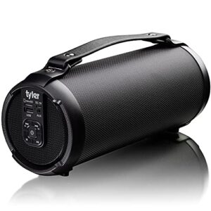 tyler wireless bluetooth speaker water resistant long range 200 watt rechargeable boombox usb mp3 micro sd aux inputs fm radio sound & bass carry strap lightweight for home outdoor stereo