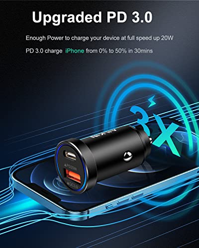 iPhone 13 Car Charger, [2Pack/38W] 2 Port Fast Charger Block with USB C& QC 3.0 Power Adapter, PowerPort PD Rapid Charging for iPhone 14 12 11 Pro Max X XR XS, Samsung S22 S22+ Cigarette Lighter Plug