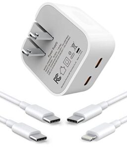 [apple mfi certified] iphone fast charger, 35w dual usb-c power adapter pd 3.0 foldable wall charger with 6ft usb-c to lighitning cable for iphone/ipad/airpod,usb-c to c cable for samsung/huawei/pixel