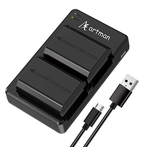 Artman NP-FZ100 Battery and Dual USB Charger for Sony Z Series Alpha A7 III A7 IV A7R III A7R IV A7S III A7C, A6600, A9 A9II A9R A9S A7R3, FX3, A1 Camera (2280mah)