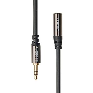 6ft 3.5mm extension cable, gearit pro series preminun gold plated 6 feet 3.5mm auxiliary audio stereo extension male to female cable, black