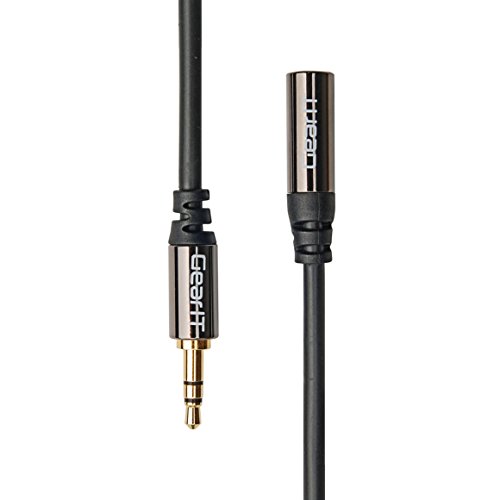 6ft 3.5mm Extension Cable, GearIT Pro Series Preminun Gold Plated 6 Feet 3.5mm Auxiliary Audio Stereo Extension Male to Female Cable, Black