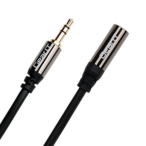 6ft 3.5mm Extension Cable, GearIT Pro Series Preminun Gold Plated 6 Feet 3.5mm Auxiliary Audio Stereo Extension Male to Female Cable, Black