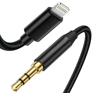 lightning to 3.5mm aux cord, 3.3ft weave stereo audio cable for iphone, compatible with iphone 14 13 12 11 xs xr x 8 7 6 ipad ipod for car home stereo, speaker, headphone, support all ios version