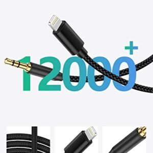 Lightning to 3.5mm Aux Cord, 3.3FT Weave Stereo Audio Cable for iPhone, Compatible with iPhone 14 13 12 11 XS XR X 8 7 6 iPad iPod for Car Home Stereo, Speaker, Headphone, Support All iOS Version