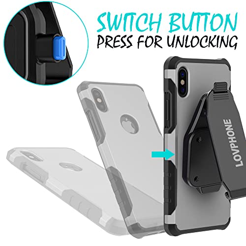 Phone Belt Clip, Lovphone Universal Holder with Quick Mount for iPhone 14/13/12/11,14/13/12/11 Pro,14/13/12/11 Pro Max,XR,XS Max,X,7,8 & Samsung Galaxy S23/S22/S21 Ultra, Plus