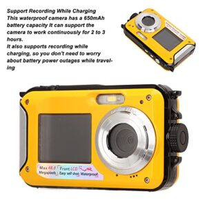 Waterproof Digital Camera, Micro USB 2.0 Full HD Double Screens Waterproof Digital Camera for Photograph Yellow