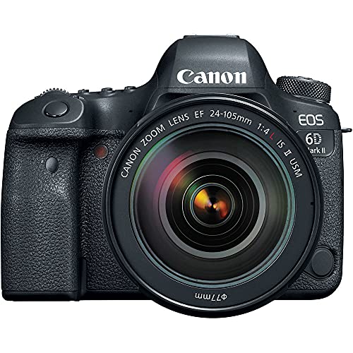 Canon EOS 6D Mark II DSLR Camera with 24-105mm f/4L II Lens (1897C009) + 4K Monitor + Canon EF 24-70mm Lens + Pro Mic + Pro Headphones + 2 x 64GB Memory Card + Color Filter Kit + Case + More (Renewed)