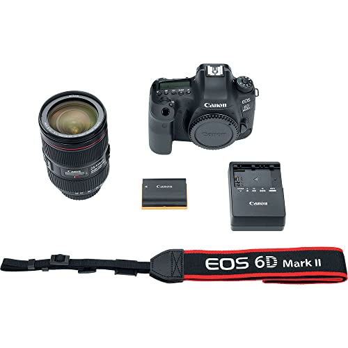 Canon EOS 6D Mark II DSLR Camera with 24-105mm f/4L II Lens (1897C009) + 4K Monitor + Canon EF 24-70mm Lens + Pro Mic + Pro Headphones + 2 x 64GB Memory Card + Color Filter Kit + Case + More (Renewed)