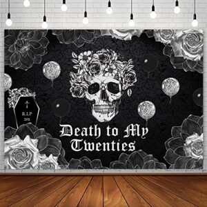 sendy 7x5ft death to my twenties backdrop for thirties birthday party decorations rip 20s funeral youth banner gothic skull tombstone black photography background photo booth studio props