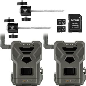spypoint flex dual-sim cellular trail camera 33mp photos 1080p videos with sound and on-demand photo/video requests – gps enabled with bundle options (2 pk, mount bundle)