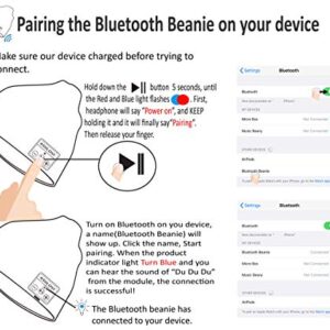 ASIILOVI Bluetooth Beanie LED Headlamp, Bluetooth 5.0 Winter Warm Knit Hats Cap with Double Fleece Lined, Mic and HD Speakers, Gifts for Outdoors Family Christmas-Unisex Black