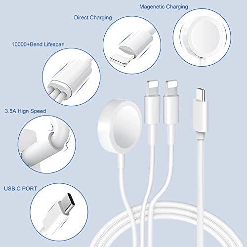 30W USB-C Fast Charger for Apple Watch and iPhone, 3-in-1 Magnetic Charging Cable Compatible with Series 8/7/6/SE/5/4/3/2 and iPhone 14/13/12/11/Pro/Max/Xs/XR/8