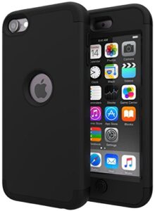 ipod touch 7/ 6 case,slmy(tm) heavy duty high impact armor case cover protective case for apple ipod touch 5/6/7th generation black/black