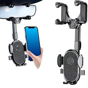 ductiaiary 【2 generation upgrade】 phone mount for car丨adjustable rearview cell mount丨360°rotatable and retractable car phone holder, universal mirror phone holder for all mobile phones – more stable