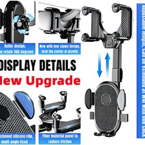 DUCTIAIARY 【2 Generation Upgrade】 Phone Mount for Car丨Adjustable Rearview Cell Mount丨360°Rotatable and Retractable Car Phone Holder, Universal Mirror Phone Holder for All Mobile Phones - More Stable