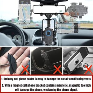 DUCTIAIARY 【2 Generation Upgrade】 Phone Mount for Car丨Adjustable Rearview Cell Mount丨360°Rotatable and Retractable Car Phone Holder, Universal Mirror Phone Holder for All Mobile Phones - More Stable