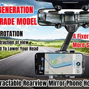 DUCTIAIARY 【2 Generation Upgrade】 Phone Mount for Car丨Adjustable Rearview Cell Mount丨360°Rotatable and Retractable Car Phone Holder, Universal Mirror Phone Holder for All Mobile Phones - More Stable