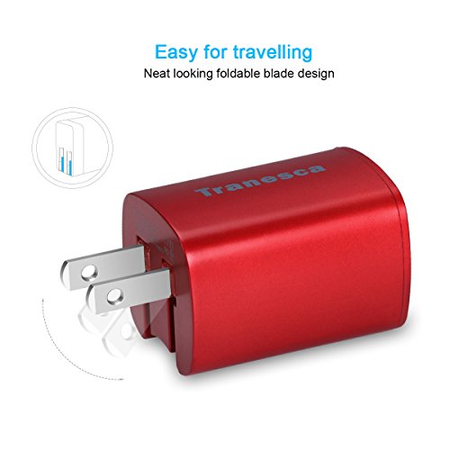 Tranesca Dual USB Wall Chargers Compatible with iPhone SE,Xs/Xs Max, XR/8/7/6S/6S Plus/6 Plus/6 and More-2 Pack (Red)