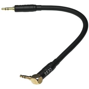 cess-072 right angle to straight 3.5mm short aux stereo audio cable, 6-inch