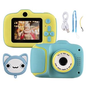 wennzy mini cartoon kids digital camera 1080p digital video camera for kids 2.0 inch ips screen 4x zoom built-in battery cute photo frames interesting games with neck strap