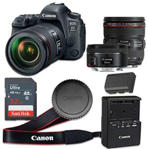 Canon EOS 6D Mark II 26.2 MP CMOS Digital SLR Camera with 3.0-Inch LCD with EF 24-70mm f/4L IS USM Lens and EF 50mm f/1.8 STM Lens - Wi-Fi Enabled (Renewed)