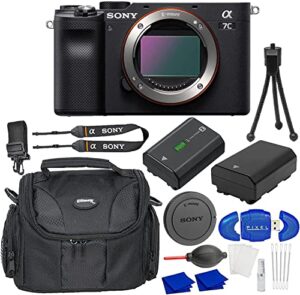 sony alpha a7c mirrorless digital camera bundle with extra battery, gadget bag, card reader, starter kit, blower & microfiber cloth