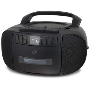 gpx bca209b portable am/fm boombox with cd and cassette player, black