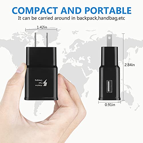 2 Pack Adaptive Fast Charging Block USB Wall Charger Plug Adapter Compatible with Samsung Galaxy S21/S21+/S21Ultra/S20/S20+/Note 20/10/S10 S9 S8 S7 S6 Edge Plus Active, Note 5 8 9 Quick Charge (Black)