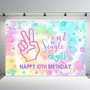 mehofond 7x5ft girl happy 10th birthday out single digits backdrop for tie dye rainbow it’s my 10 years old bday background decorations banner photo booth props