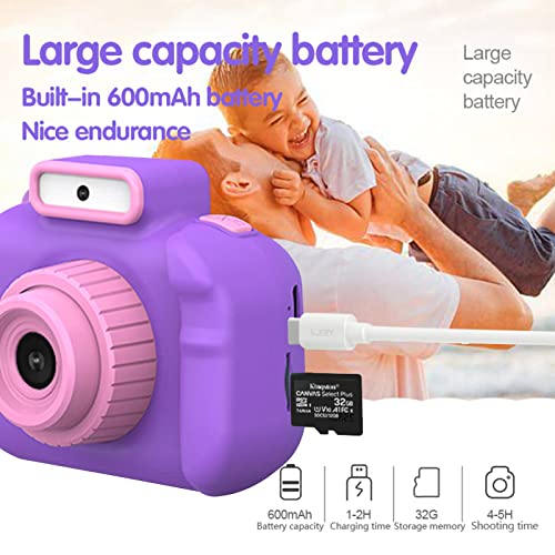 4800W Front and Rear 1080P HD Children's Digital Came-ra Video and Games with Flashlight 800mah Battery Portable Mini Digital Camera for Children