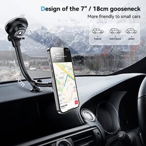 7" Magnetic Car Phone Holder, Windshield Dashboard Phone Holder Car, Gooseneck Suction Phone Car Mount with Multiple N52 Magnets, Designed for iPhone 13 Series, Compatible with Most Smartphones.