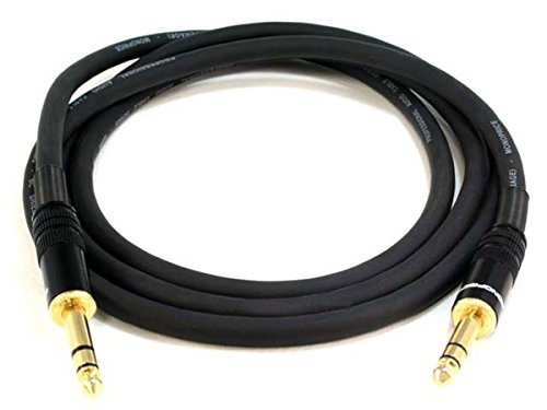 Monoprice 1/4-Inch TRS Male to Male Cable - 6 Feet - Black 16AWG, Gold Plated - Premier Series