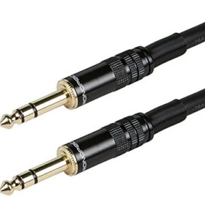 Monoprice 1/4-Inch TRS Male to Male Cable - 6 Feet - Black 16AWG, Gold Plated - Premier Series