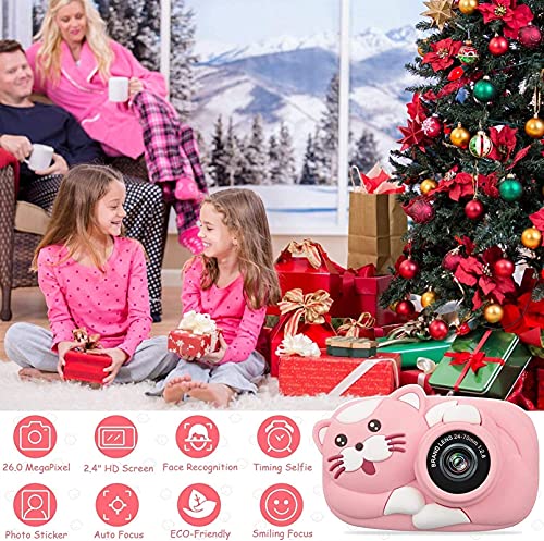 GIENEX Kids Selfie Camera, Christmas Birthday Gifts for Girls Age 3-12, Children Digital Cameras 1080P 2 Inch Toddler, Portable Toy for 3 4 5 6 7 8 9 10 Year Old Girls