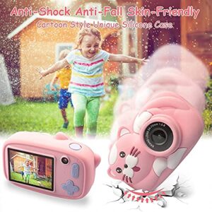 GIENEX Kids Selfie Camera, Christmas Birthday Gifts for Girls Age 3-12, Children Digital Cameras 1080P 2 Inch Toddler, Portable Toy for 3 4 5 6 7 8 9 10 Year Old Girls