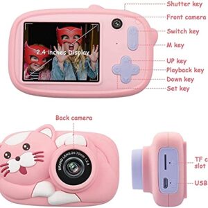 GIENEX Kids Selfie Camera, Christmas Birthday Gifts for Girls Age 3-12, Children Digital Cameras 1080P 2 Inch Toddler, Portable Toy for 3 4 5 6 7 8 9 10 Year Old Girls