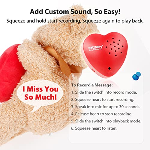 EKSEN Heart Voice Recorder, 30 Seconds Voice Recorder for Stuffed Animal, Plush Toy, etc. Kids Voice Recorder, Sound Box for Voice Gifts. (Red - 1 Pack)