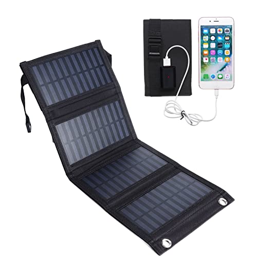 Solar Charger, Foldable Solar Panel Phone Charger with USB Interface Portable Solar Battery Power Bank for Smartphone Tablet Cellphone