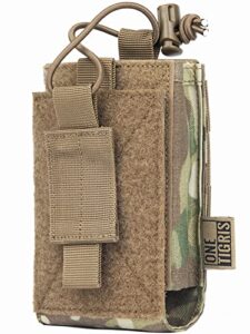 onetigris radio holster for baofeng uv-5r bf-f8hp nylon molle pouch for walkie talkie rifle mag (multicam)