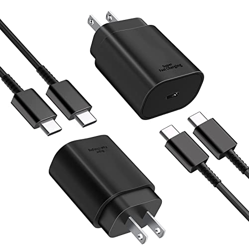 Samsung Super Fast Charger, 2-Pack 25W USB C Power Delivery Fast Charger with 5FT Type C to C Quick Charge Cord for Samsung Galaxy S23/S23 Ultra/S23+/S22/S22 Ultra/S22+/S21/S21 Ultra/Z Fold 3/Flip 3