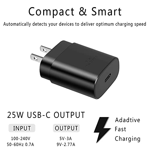 Samsung Super Fast Charger, 2-Pack 25W USB C Power Delivery Fast Charger with 5FT Type C to C Quick Charge Cord for Samsung Galaxy S23/S23 Ultra/S23+/S22/S22 Ultra/S22+/S21/S21 Ultra/Z Fold 3/Flip 3